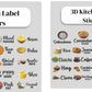 3D Waterproof Kitchen Spice Jar Label Stickers (Pack of 1 - 60 Stickers)